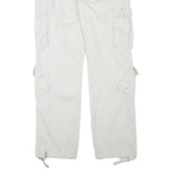 MATCHSTICKS Mens Regular Fit White Cargo Cotton Blend Trousers W32 L30