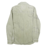 ZARA Mens Beige Cotton Distressed Button Jacket XL Woven Casual Wear