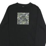 KAPPA Mens Black Cotton Crew Neck L Sweatshirt Camouflage Logo Pullover