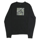 KAPPA Mens Black Cotton Crew Neck L Sweatshirt Camouflage Logo Pullover