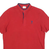 U.S. POLO ASSN Mens Red & Navy Short Sleeve Polo Shirt L Cotton Blend