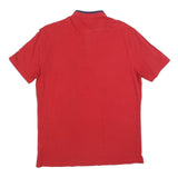 U.S. POLO ASSN Mens Red & Navy Short Sleeve Polo Shirt L Cotton Blend