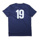 ADIDAS Mens Blue White Classic Football T-Shirt L Short Sleeve V-Neck