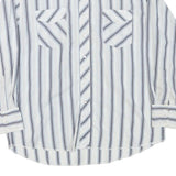 WRANGLER Mens White & Grey Stripe Long Sleeve Shirt L Cotton Blend Casual