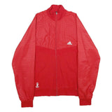 ADIDAS Mens Red XL Cotton Blend Jacket Zip Plain Classic Sportswear