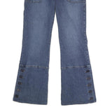 TOMMY JEANS Womens Relaxed Blue Denim Jeans W34 L32 Button Detail Flared
