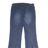 TOMMY JEANS Womens Relaxed Blue Denim Jeans W34 L32 Button Detail Flared
