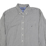 NAUTICA Mens Black & White Striped Shirt 2XL Cotton Long Sleeve Button Down