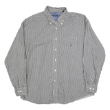 NAUTICA Mens Black & White Striped Shirt 2XL Cotton Long Sleeve Button Down
