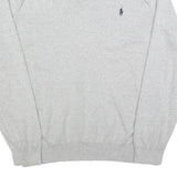 POLO RALPH LAUREN Mens Grey Plain V Neck Basic Knit Jumper 2XL Cotton Classic