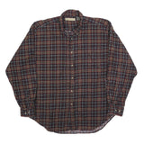 NATURAL LIFE Mens Red Brown Check Shirt XL Button Down Long Sleeve Cotton