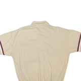 CLASSICS Mens Beige & Maroon Striped Short Sleeve Polo Shirt M Cotton Blend