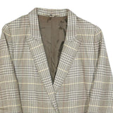 YOUR SIXTH SENSE Womens Brown & Beige Wool Check Button Jacket M Woven Tailored