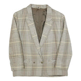 YOUR SIXTH SENSE Womens Brown & Beige Wool Check Button Jacket M Woven Tailored