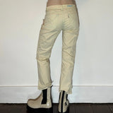 Jeckerson Contrast Stitch Trousers - 28W UK 6 Cream Cotton