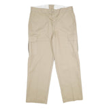 RED KAP Mens Regular Beige Cargo Trousers W38 L32 Polyester Blend Zip Pockets