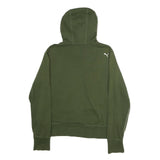 PUMA Mens Green Pullover Hoodie M Cotton Jersey Drawstring Pocket Relaxed Fit