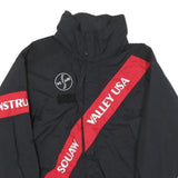 Mens Black Red Instructor Polyester Blend Zip Jacket L Casual Outerwear