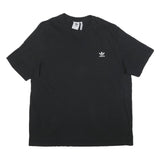 ADIDAS Mens Black Graphic T-Shirt 2XL Short Sleeve Crew Neck Classic Cotton
