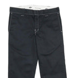 DICKIES Mens Slim Black Trousers W34 L25 Workwear Zip Closure Classic Straight