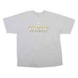 REEBOK Mens Grey Pittsburgh Steelers Football Graphic T-Shirt XL Crew Neck Short