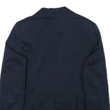 ZARA Womens Navy Blue Basic Blazer Jacket XS Cotton Blend Button Closure