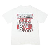 ONEITA Mens White Slogan Graphic T-Shirt M Short Sleeve Crew Neck Sporting