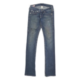 TRUE RELIGION Womens Slim Blue Denim Medium W24 L32 Slim Fit Zip Jeans