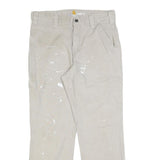 CARHARTT Mens Relaxed Fit Beige Cotton Blend Trousers W32 L28 Workwear Zip