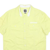 ARMANI EXCHANGE Mens Yellow Casual Shirt L Cotton Blend Short Sleeve Button