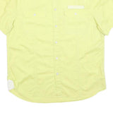 ARMANI EXCHANGE Mens Yellow Casual Shirt L Cotton Blend Short Sleeve Button