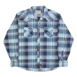 WRANGLER Mens Blue & Green Check Shirt XL Western Style Casual Retro Cotton