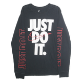 NIKE Mens Black Just Do It Long Sleeve Crew Neck T-Shirt M Cotton Graphic