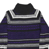 CHAPS Womens Black & Purple Patterned Wool Jumper Roll Neck Basic Knit M Warm