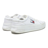 TOMMY HILFIGER Leather Womens Platform Trainers White UK 4 Casual Fashion