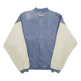 TEXX Mens Blue & Cream Button Cotton Denim Varsity Jacket XL Casual Outerwear