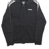 ADIDAS Womens Black Hoodie S Cotton Blend Full Zip Sports Casual Sweatshirt