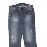 CALVIN KLEIN JEANS Mens Slim Blue Denim Medium W34 L30 Distressed Zip