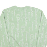 CHAMPION Womens Green Pullover L All Over Logo Print Crew Neck Sweatshirt