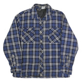 GKSII Mens Blue Black & White Check Cotton Blend Button Jacket L Casual Style