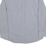 CHAPS Mens Blue & White Check Shirt L Button-Down Collar Cotton Blend Long