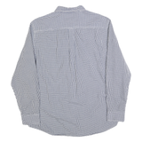 CHAPS Mens Blue & White Check Shirt L Button-Down Collar Cotton Blend Long