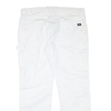 DICKIES Mens White Regular Fit Straight Cotton Blend Trousers W38 L30 Workwear