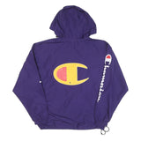 CHAMPION Mens Purple Nylon Pullover Jacket S Hoodie Zip Sportswear Casual