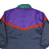 Mens Navy Blue Purple & Teal Red Colourblock Retro Jacket XL Polyester
