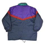 Mens Navy Blue Purple & Teal Red Colourblock Retro Jacket XL Polyester