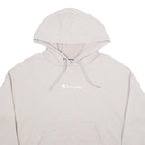 CHAMPION Womens Cream Hoodie M Cotton Blend Pullover Classic Logo Sweatshirt