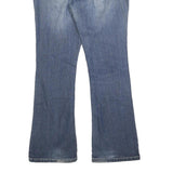 VIGOLD Womens Jeans Blue Regular Bootcut Denim Medium W32 L30 Stylish Embroidery