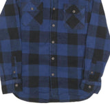 JACHS Mens Blue & Black Check Shirt M Cotton Blend Casual Button Front