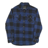JACHS Mens Blue & Black Check Shirt M Cotton Blend Casual Button Front